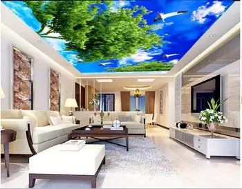 

3d room wallpaper custom mural non-woven The blue sky green dove ceiling murals paintings photo 3d wall mural wallpaper