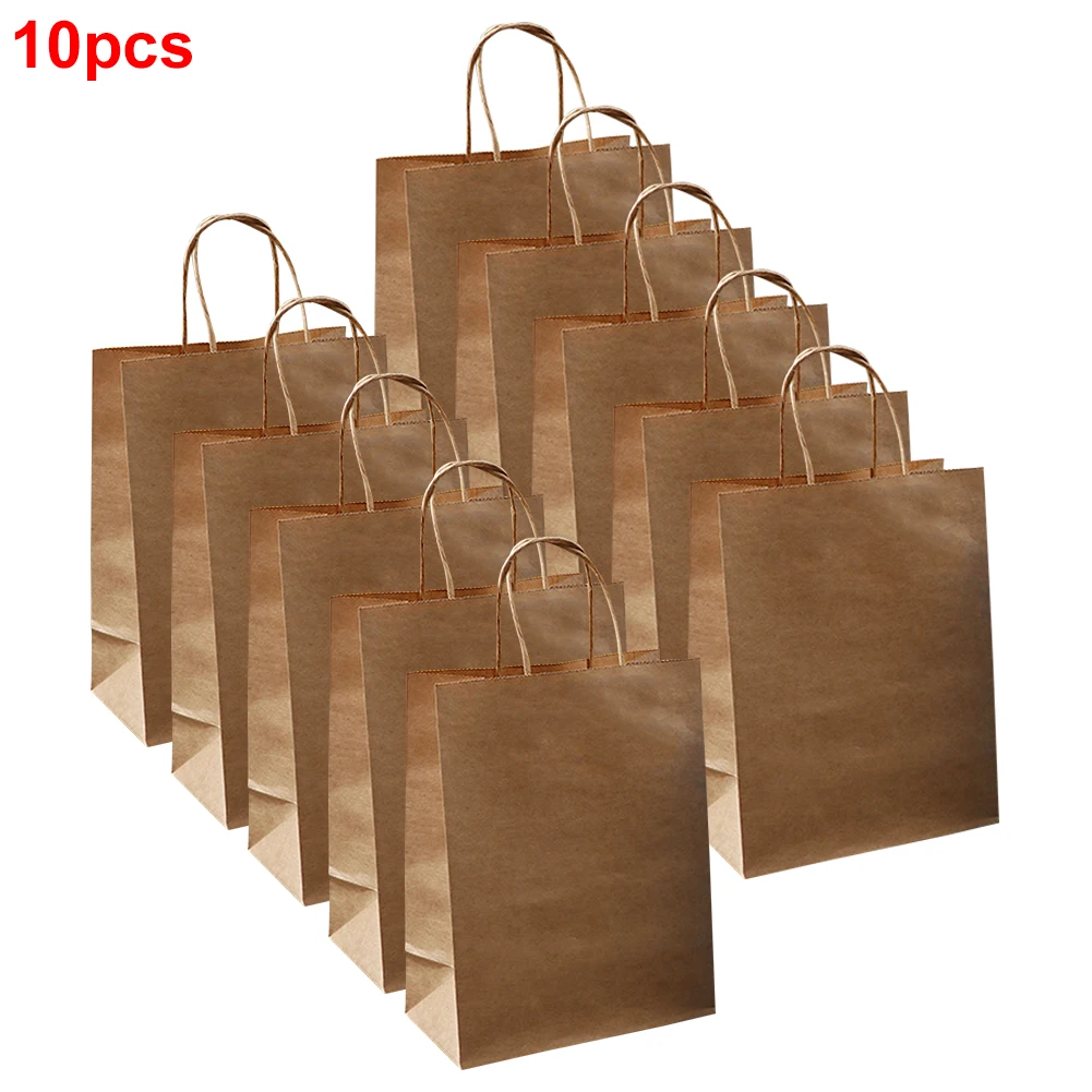

10pcs For Party Home Fashion Storage Gift Bag Paper Wrap Shopping Handbag Christmas Organizer Multifunctional Gifts With Handles