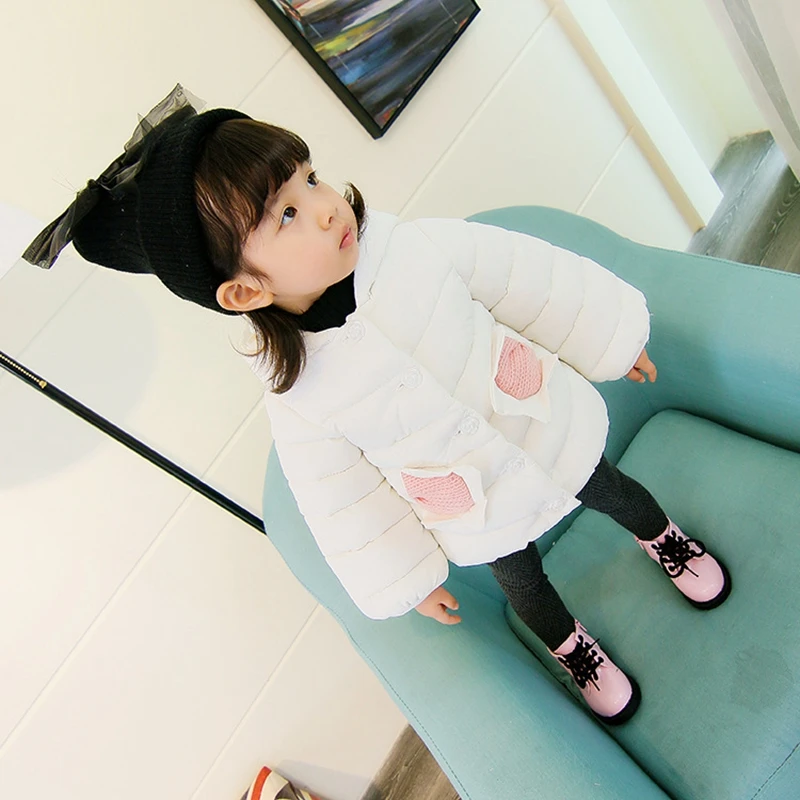 Baby girl Coat In Winter Leisure style Hat the tail flower  Sunflower knit pocket cotton-padded jacket for Kids Children (18)