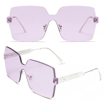 

2019 Summer Style Vintage Rimless Oversized One Lens Sun Glasses Fashion Trend Ladies Sunglasses Shopping Party