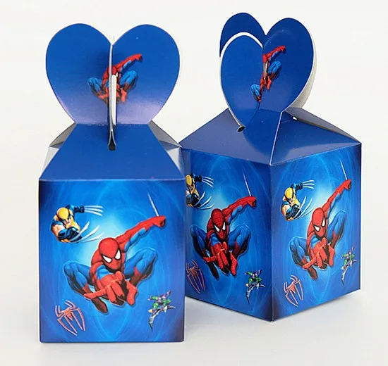 29*40 см Рисунок человека-паука, тематическая бумага Pinata для детей, детские вечерние игрушки для игр, декор для дня рождения, подарочные пакеты с днем рождения pinata - Цвет: candy box 6pcs