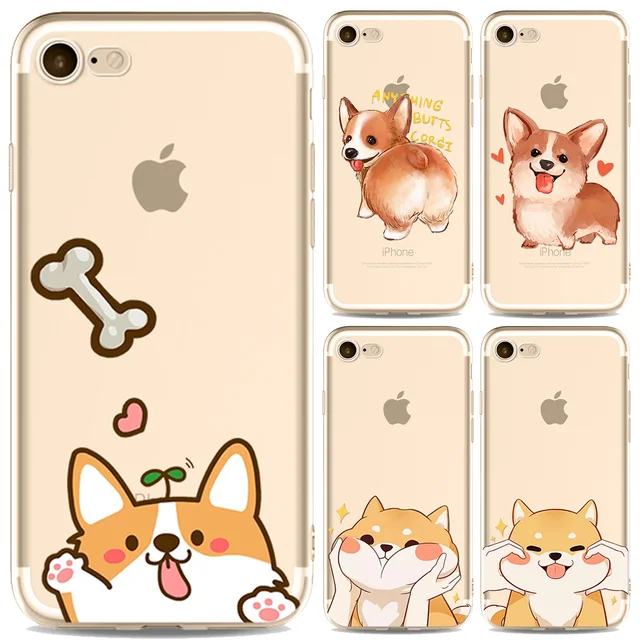 Buy Soft TPU Cute Dogs Phone Case for iPhone X 6 6S 7 8 6plus 7plus 8plus 7plus