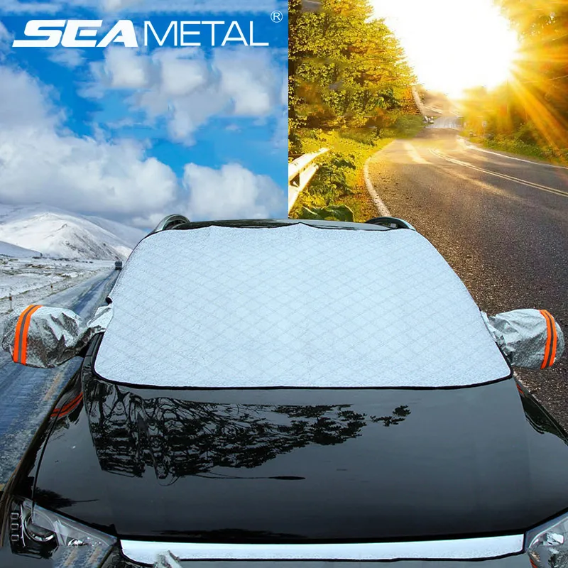 

Car Cover Universal Snow Cover And Sun Shade UV Protection Sunshade Auto Cover With Reflective Strips & Magnetic Car Accessories