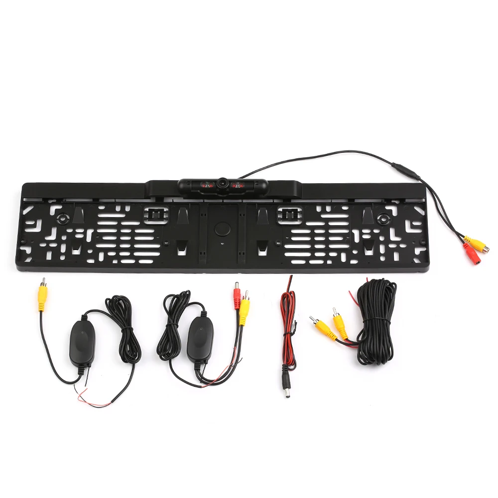 

EU License Plate Frame 2.4G Wireless Car Rearview Camera 4 IR Night Vision LED Reversing Camera Car Back Up Parking System