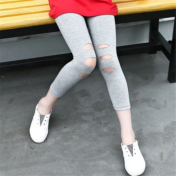 

Kids Summer Skinny Calf Length Pants Girls Cotton Soft Slim Pants Children Casual Bottoms Leggings For 4-14 Years AA60414