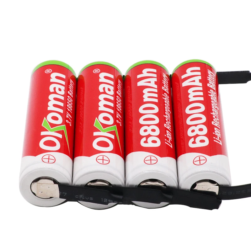 Okoman Original18650 батарея 3 7 v 6800 mah 18650 литиевая аккумуляторная для фонариков батареи + DIY