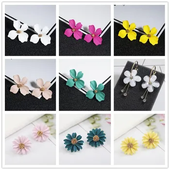 

Korea Style Flower Stud Earrings For Women Girl's Sweet Pink White Color Fashion Ear Jewelry Wedding Party Earrings Wholesale