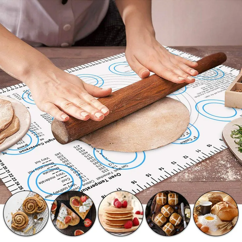 

60*40cm Foldable Silicone Baking Tools Rolling Pastry Board Cutting Fondant Cake Dough Mat High Temperature Resistant