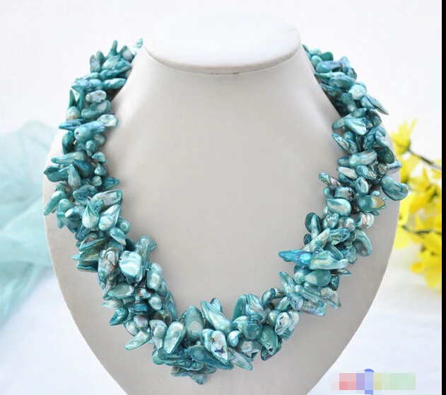 

HOT## Wholesale > P4992 2pcs 48" 20mm blue baroque Tail freshwater pearl necklace