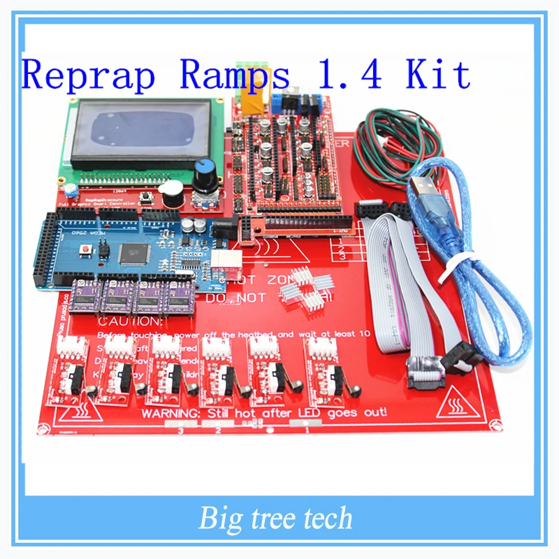  Reprap Ramps 1.4 kit + Mega 2560 + Heatbed mk2b + 12864 LCD Controller + DRV8825 + Mechanical Endstop+ Cables 3D Printer 