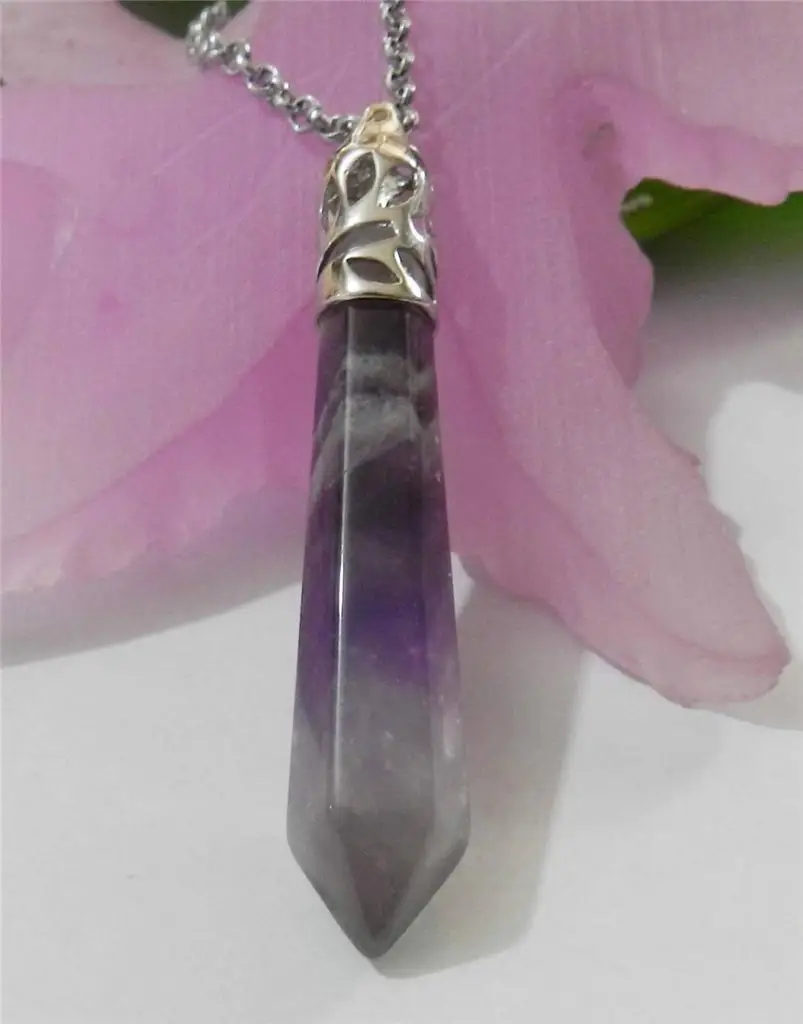 

SA Natural Grade Amethyst Column Pendant Fast Chain #@