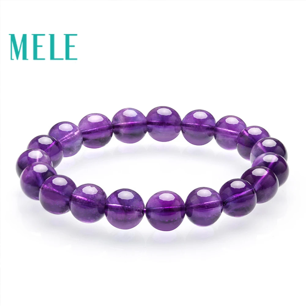 Браслеты MELE из натуральных Аметистовых нитей для женщин и девушек Круглые бусины