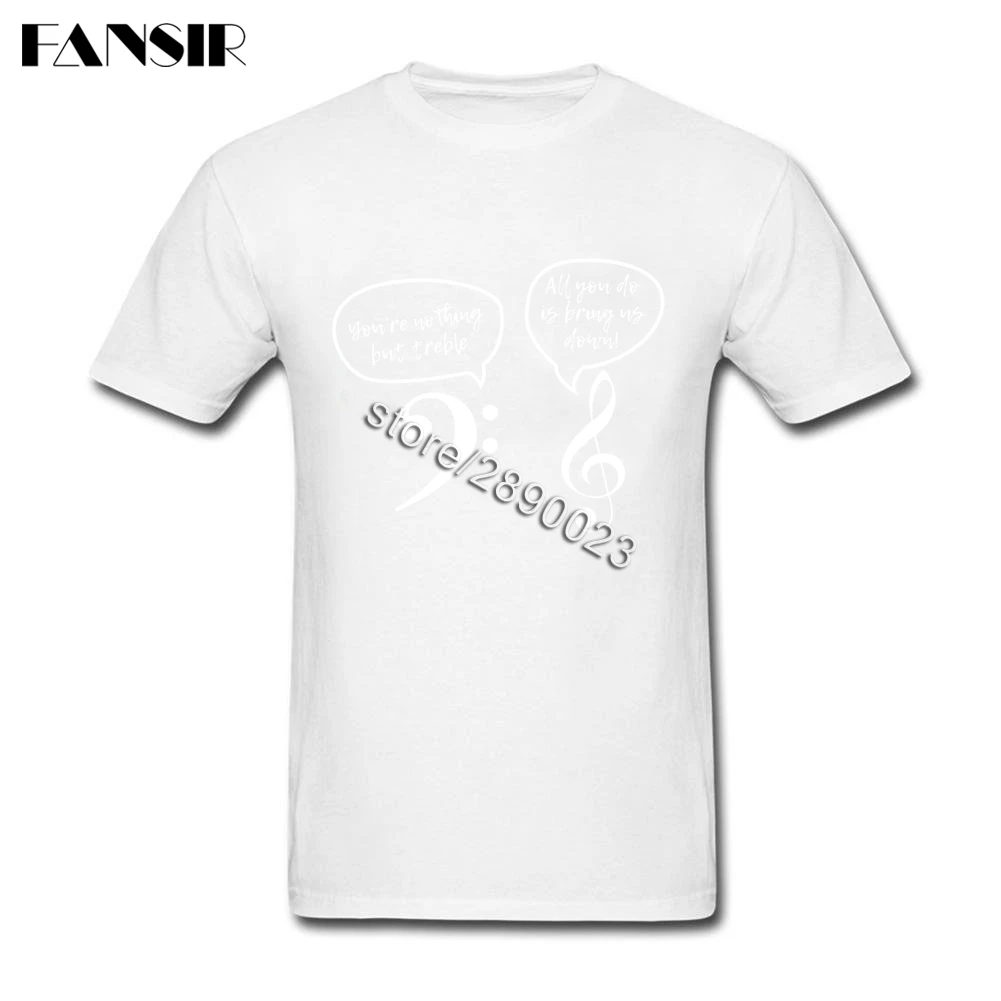 Новейший дизайн, Мужская футболка, музыка, бас, Скрипичный ключ, короткий рукав, хлопок, футболка с круглым вырезом для подростков, топы, футболки - Цвет: Белый