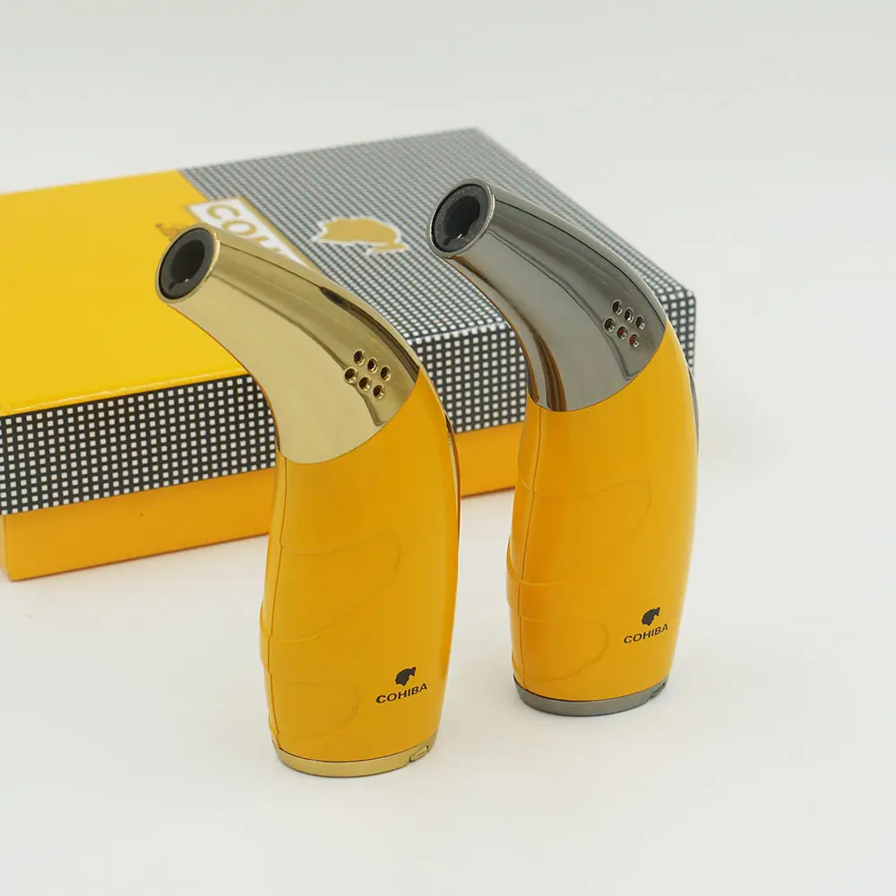 Новый COHIBA Рога стиль Факел Jet сигары зажигалка с дырокол Подарочная коробка H106|cigar