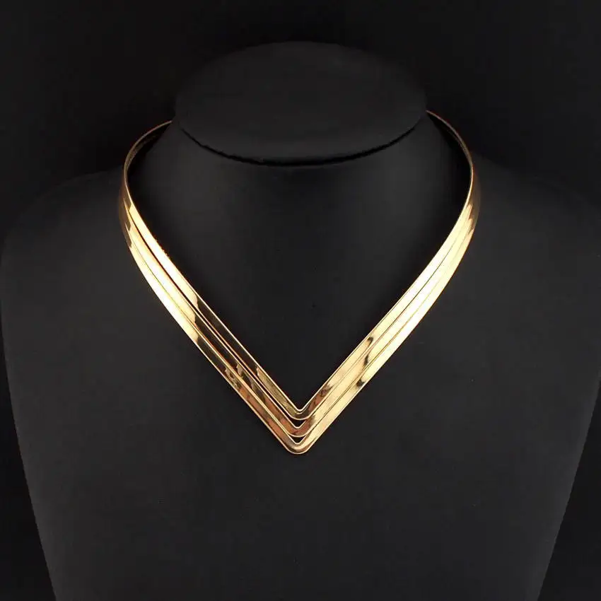MANILAI North Africa Torques Collar Chokers Fashion 3 Layer Bright Metal Weld Bib Women Necklaces Statement Jewelry CE2524