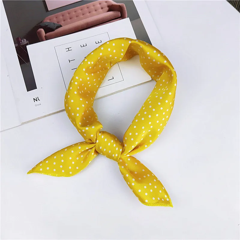 fashion Square Scarf Hair Tie Band Party Women Elegant Small Vintage Skinny Retro Head Neck Silk Satin Scarf, square scarves - Цвет: 37