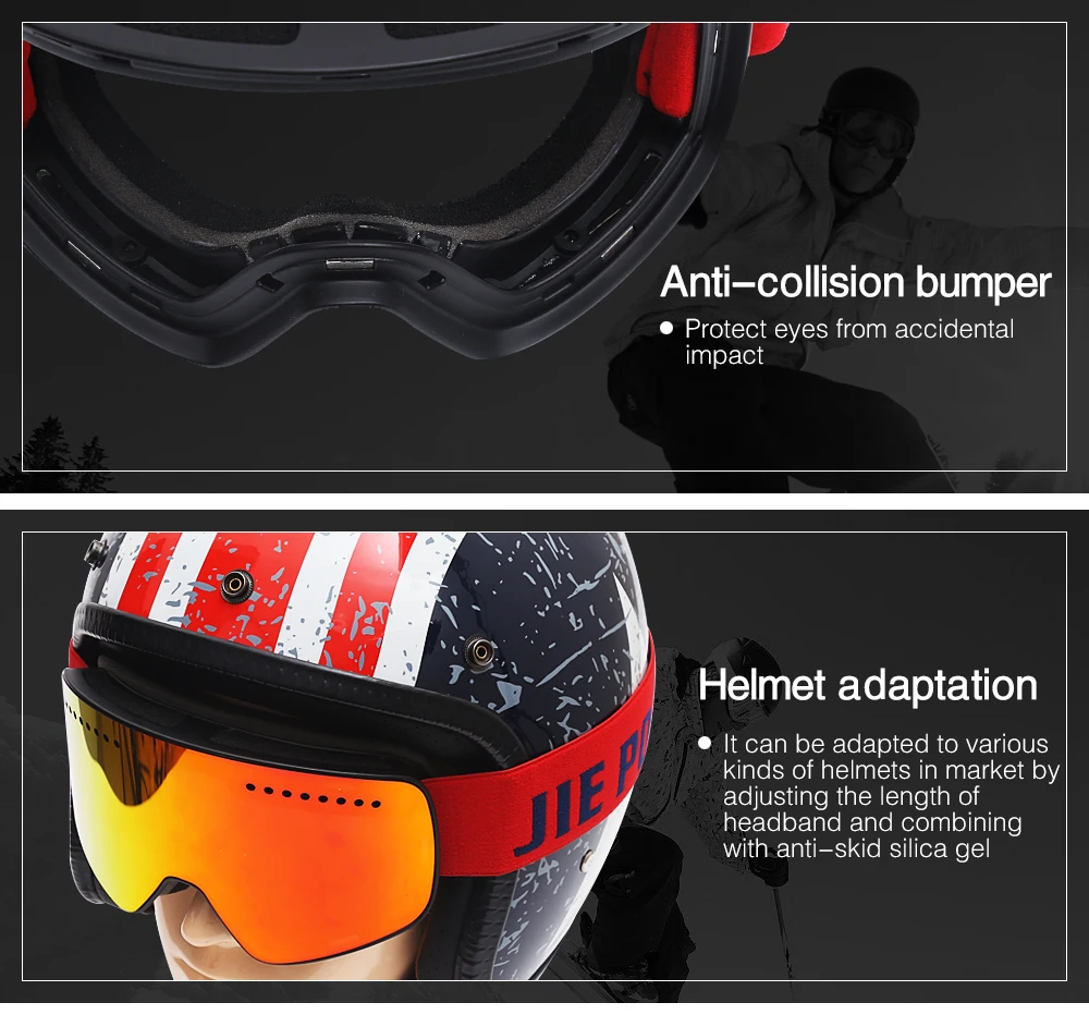 JIE POPPLY магнитные лыжные очки двойные линзы стиль Лыжные очки двухслойные UV400 Анти-туман большая маска очки для катания на лыжах для мужчин и женщин