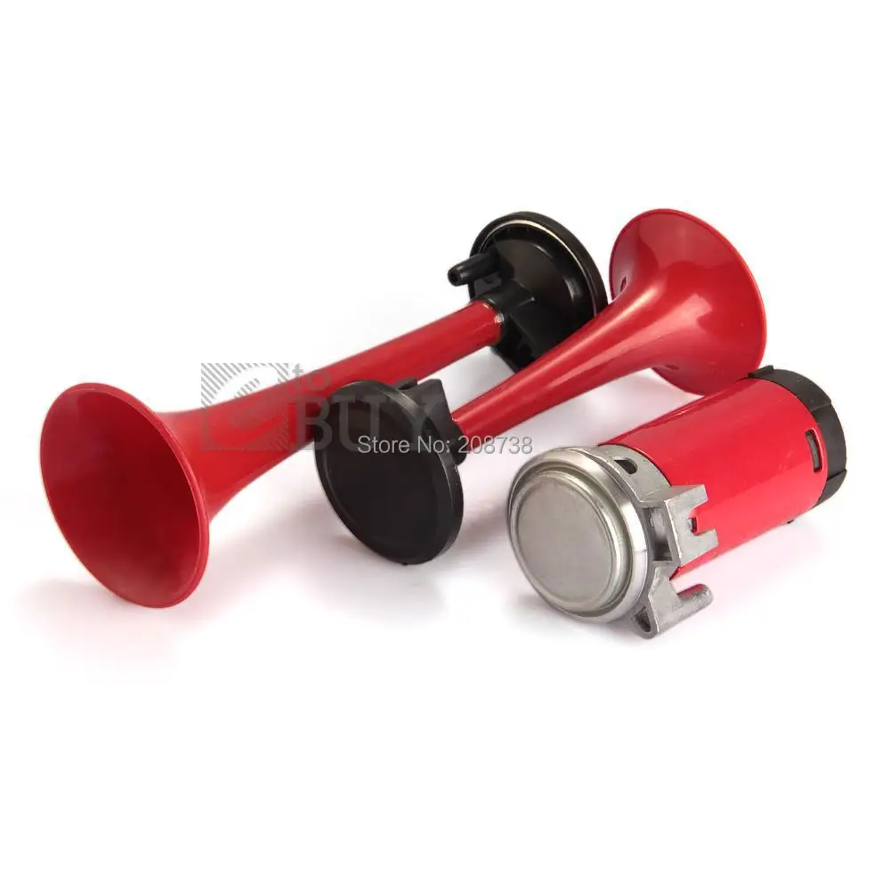 

Universal Loud Dual Trumpet Air Horn 12 Volt 135dB Modification for Car Truck RV Train Boat Motorcycle(6.8)
