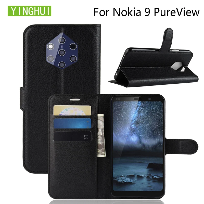 Кожаный чехол YINGHUI для Nokia 9 PureView защитный в классическом стиле однотонный флип