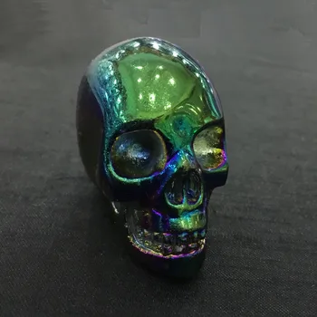 

2inch Halloween decoration elecroplate natural quartz crystal stone crystal skull carved ornaments