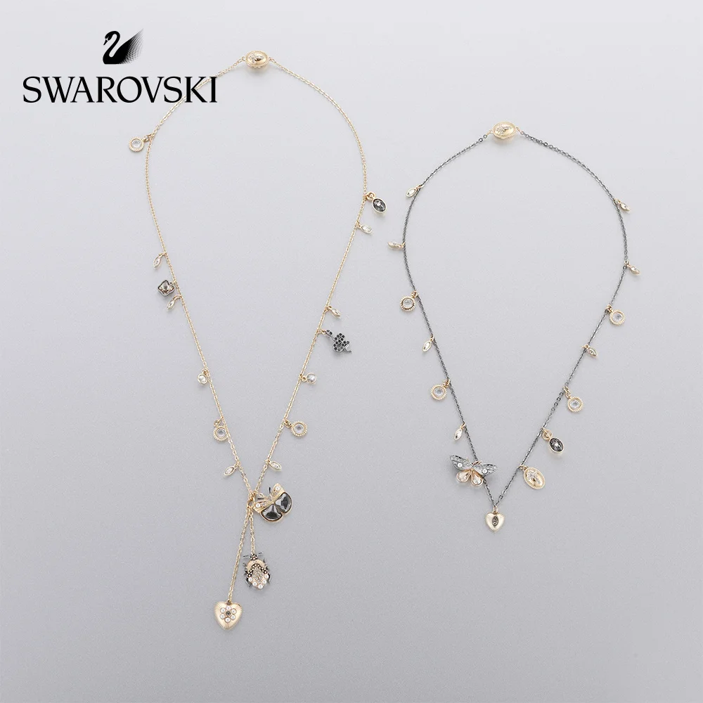 

Original Genuine Swarovski MAGNETIC Secret genie design overlapping necklace Double necklaces women crystal jewelry5416699