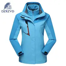 DZRZVD осень-зима Лыжная Пеший Туризм Водонепроницаемый куртка Для женщин из двух частей теплая флисовая куртка с капюшоном ветронепроницаемая Спортивная ветровка
