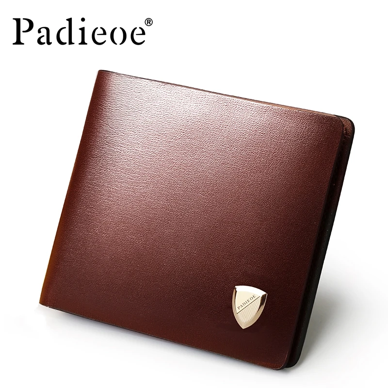 

Padieoe Luxury Genuine Cow Leather Men's Wallet Fahion Casual Men Purse Bag High Quality Women Short Wallet Credit Card Holder