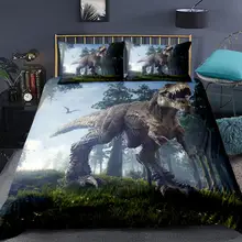 3D постельное белье с изображением динозавров наборы T-Rex примитивный лес динозавры набор пододеяльников наволочка для мальчиков queen/King размер постельных принадлежностей