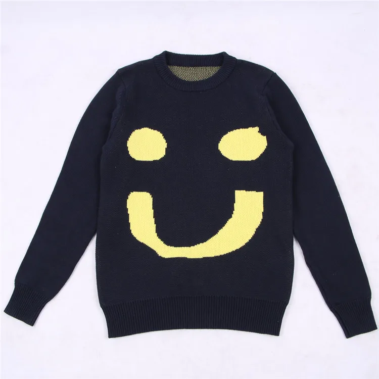Новинка; Европейский свитер для маленьких мальчиков и девочек с улыбающимся лицом; теплый детский свитер для мальчиков; INS; детские вязаные свитера