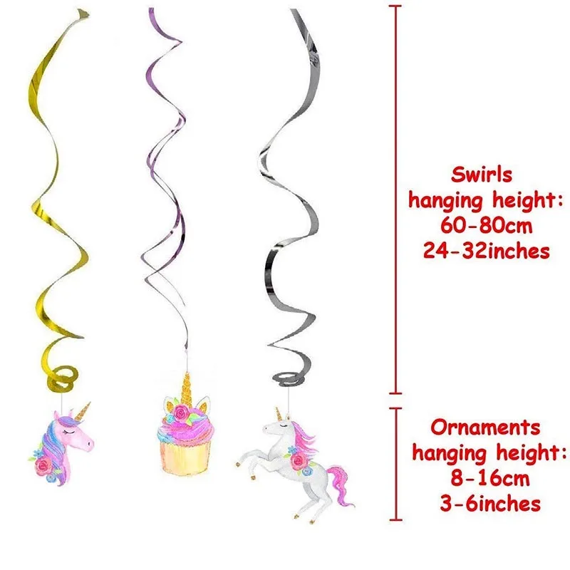 Unicorn Party Hanging Spiral Swirl Decorations Unicornio Ornaments Kids Girls Baby Shower 1st Birthday Party Supplies