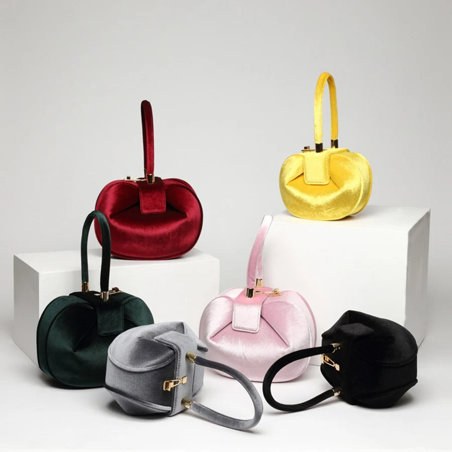 

Vintage Velour Hobos Bags For Women Top-handle Handbags Purse Ladies Evenning Party Bags Woman Pillow Boston Box Handbag Females
