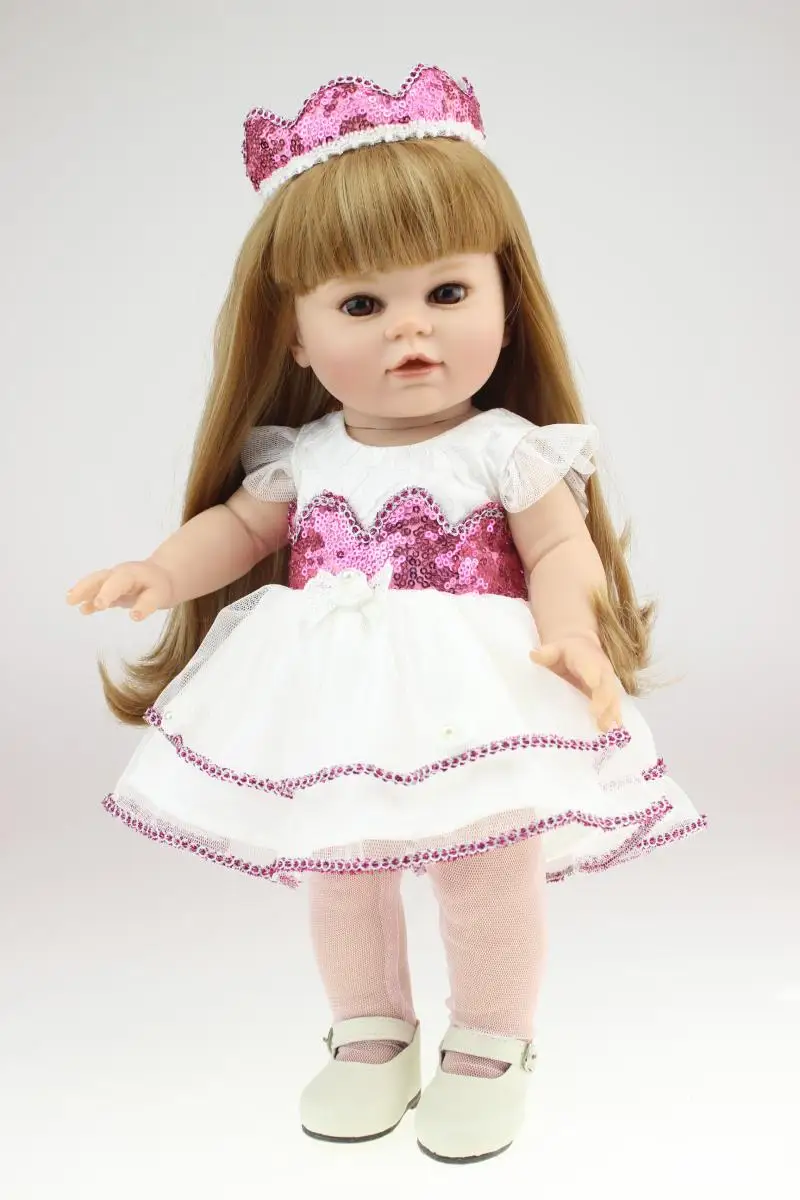 Full Vinyl 18 Inch Girl Doll Cute Dolls Toys Handmade Princess Dolls