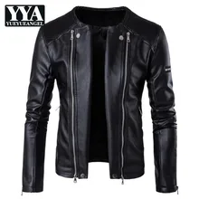 Новинка года Осень Harajuku Куртки из искусственной кожи для мужчин модные черные мотоциклетные верхняя одежда бренд s повседневное