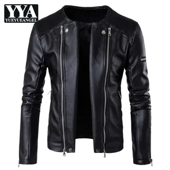 

New Autumn Harajuku Faux Leather Jackets Men's Fashion Black Motorcycle Outerwear Brand Mens Casual PU Jacket Plus Size 5XL