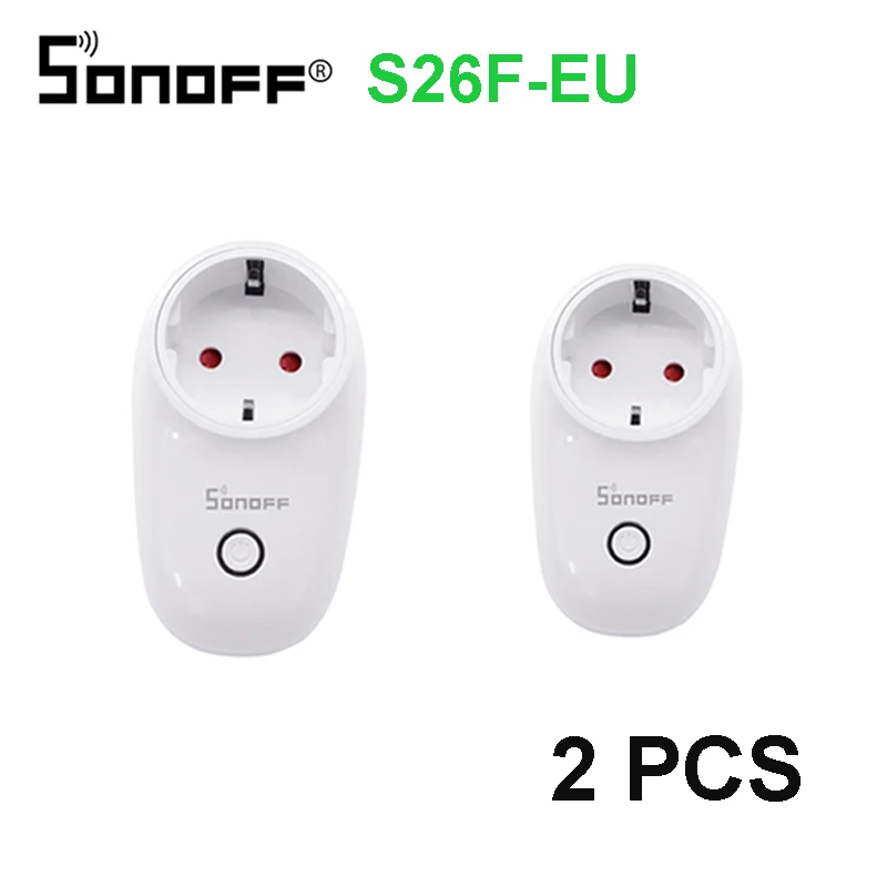 SONOFF S26 Wifi умная розетка EUEU с F вилкой 220 В беспроводной пульт дистанционного управления настенный светильник с таймером 10 А Alexa Google Home - Комплект: S26F-EU 2 pcs