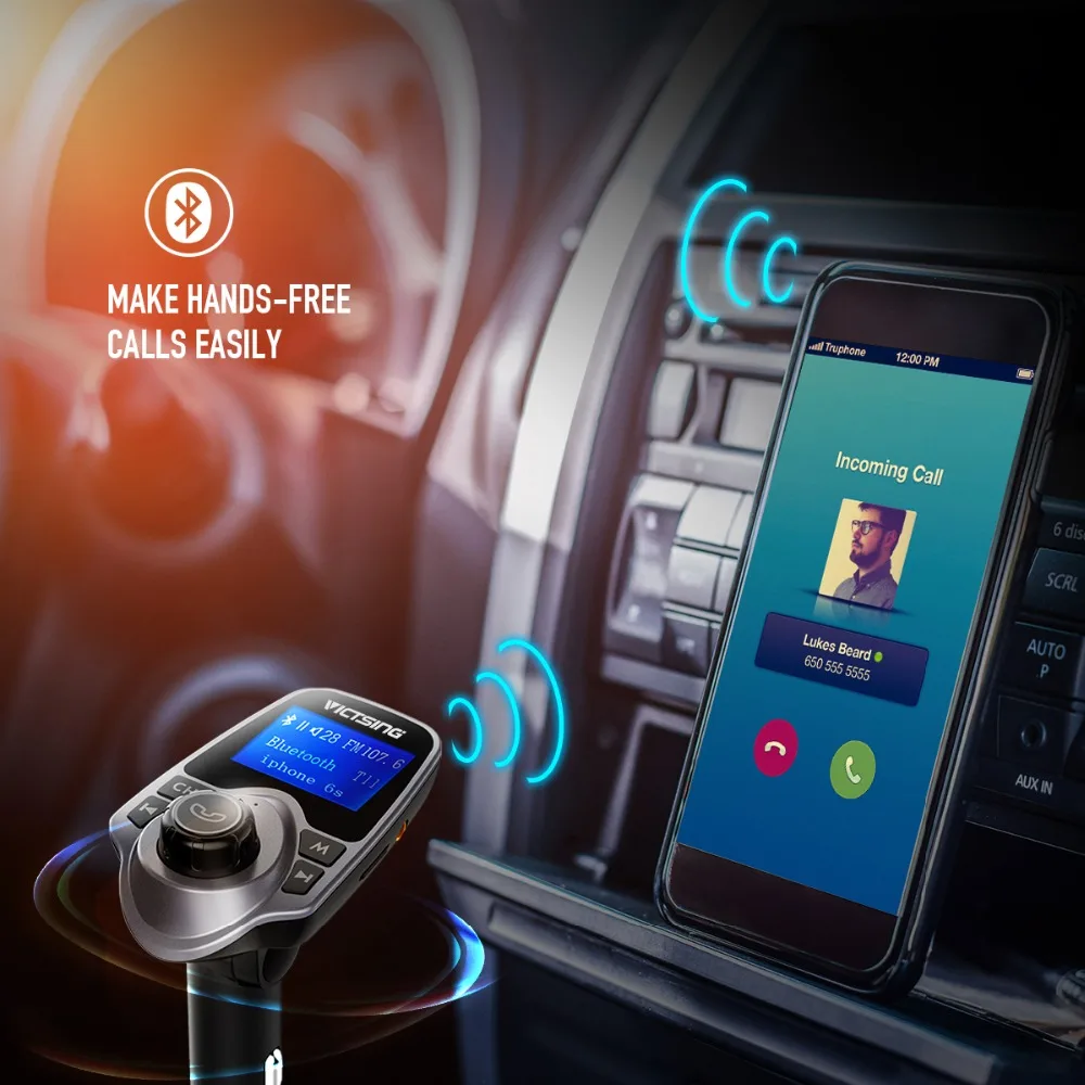 VicTsing Автомобильный MP3 плеер fm передатчик Bluetooth Handsfree автомобильный комплект