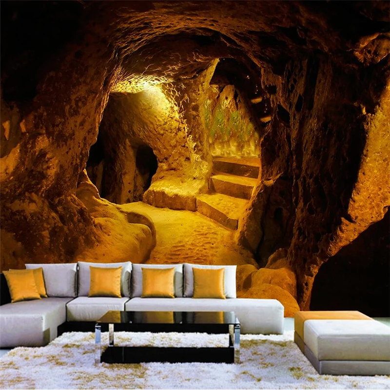 

beibehang papel de parede Custom wallpaper 3d Original Cave stone cave three large-scale sofa background wall papers home decor