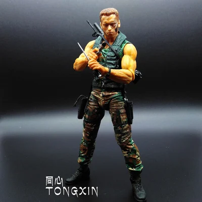 NECA фильм 25th Хищник инопланетянин Арнольд Шварценеггер патруль голландский извлечение голландский Охотник за джунглями 18 см игрушка ПВХ фигурка модель S108 - Цвет: Черный