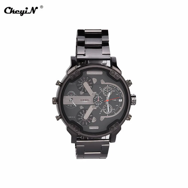 

Luxury Men Quartz Wristwatches Multi-function Watch Dual Display Multiple Time Zones Large Dial Waterproof WristWatch relogio 47