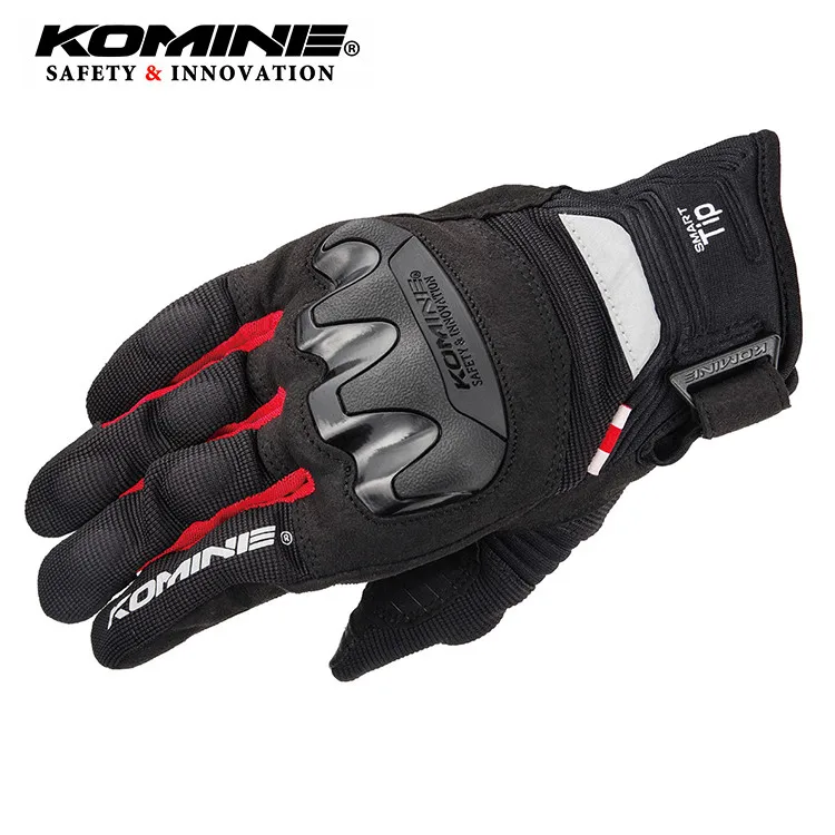 Komine GK-220, летние сетчатые мотоциклетные перчатки, 3D Защитные внедорожные гоночные перчатки для верховой езды, перчатки для мотокросса с сенсорным экраном - Цвет: Красный