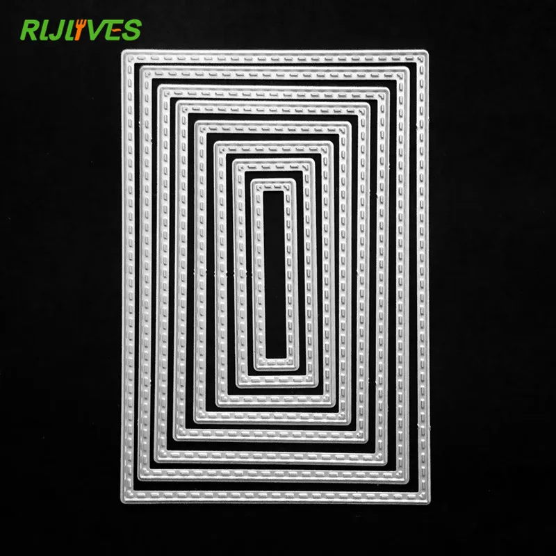 

8Pcs/set Rectangle Frames Cutting Dies Stencils For DIY Scrapbooking Paper Cards Embossing Cut Dies 8.1X12.1CM