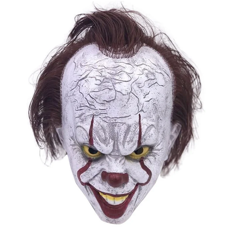 

2019 Movie Stephen King's It Pennywise Cosplay Mask Latex Halloween Scary Masks Funny Clown Party Mask with Hair Costume Props