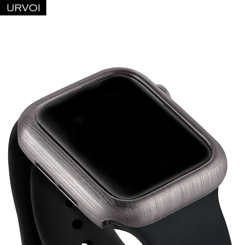 URVOI PC чехол для Apple Watch series 5 4 3 2 твердая рамка пластиковая щетка Бампер протектор для iWatch Тонкий Ультратонкий чехол полоса