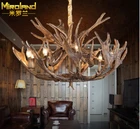 American style home decoration loft dining room Antler chandeliers vintage hemp ropeiron living room light  free shipping