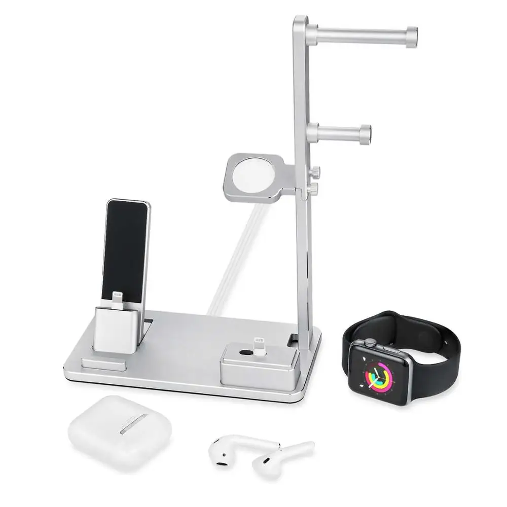 Зарядная док станция Besegad для AirPods iPad Apple Watch iWatch серии 1 2 3 4 38 мм 42 iPhone 7 8 X Plus 6s