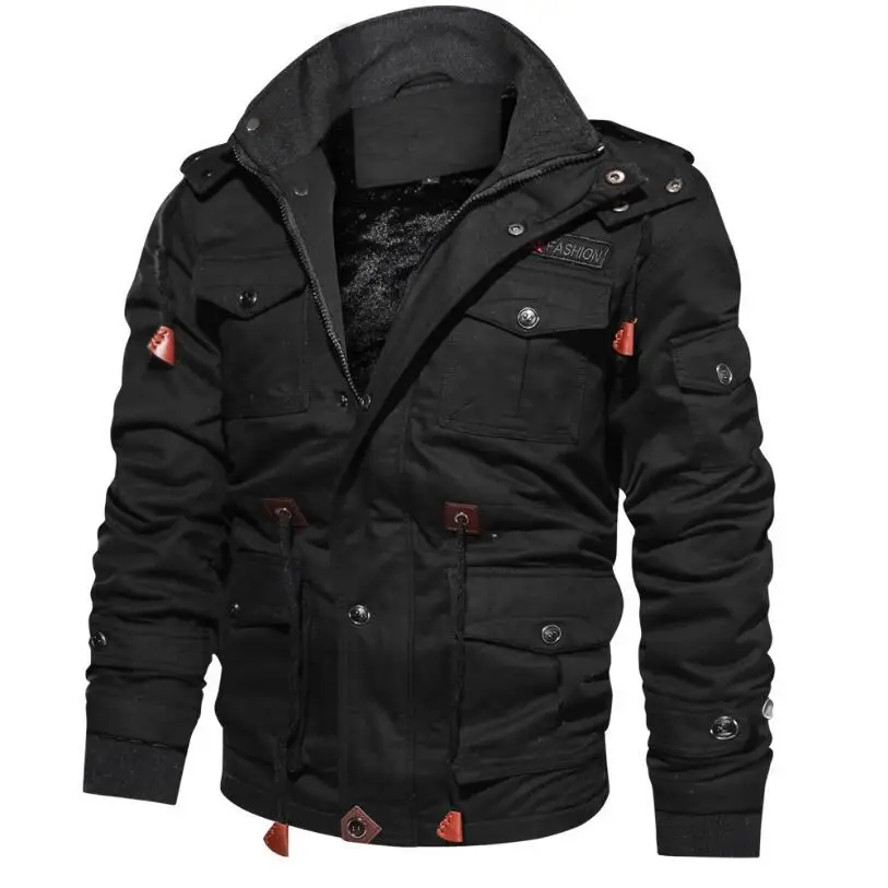  Men's Winter Jackets And Coats Fleece Warm Hooded Coats Thermal Thicker Outerwear Male Military Jac