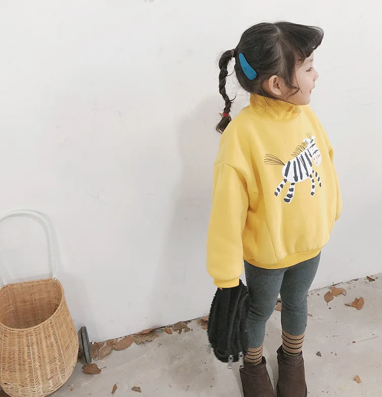 Little Monkey High Collar Clothing Kids Sweatshirt Animal Letter Print Pullover Baby Thicken Keep Warm Fashion Girl Sweatshirt