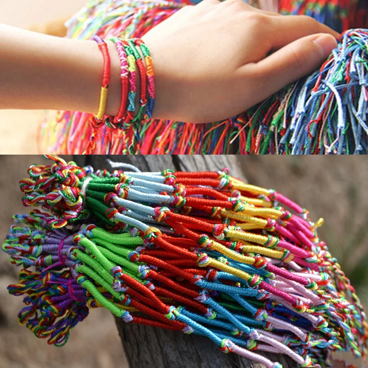 Wholesale Mixed Colors Wholesale 100 string Bracelets Bangle MULTI COLORED Bracelet String