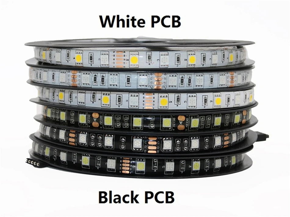 RGB Светодиодная лента 5050 черная печатная плата DC12V гибкая подсветка светодиодный светильник лента 60 светодиодный/м водонепроницаемый RGB/белый/синий/красный