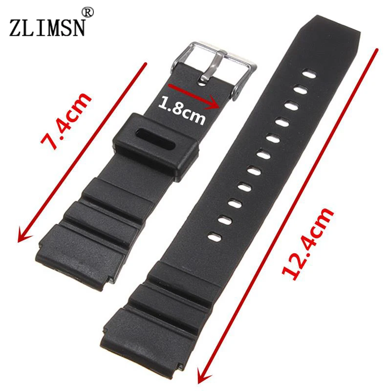ZLIMSN Schwarz Uhrenarmbänder Weiche Silikon Kautschukband Uhr Military Schweißband 18mm 20mm 22mm Edelstahl Schnalle